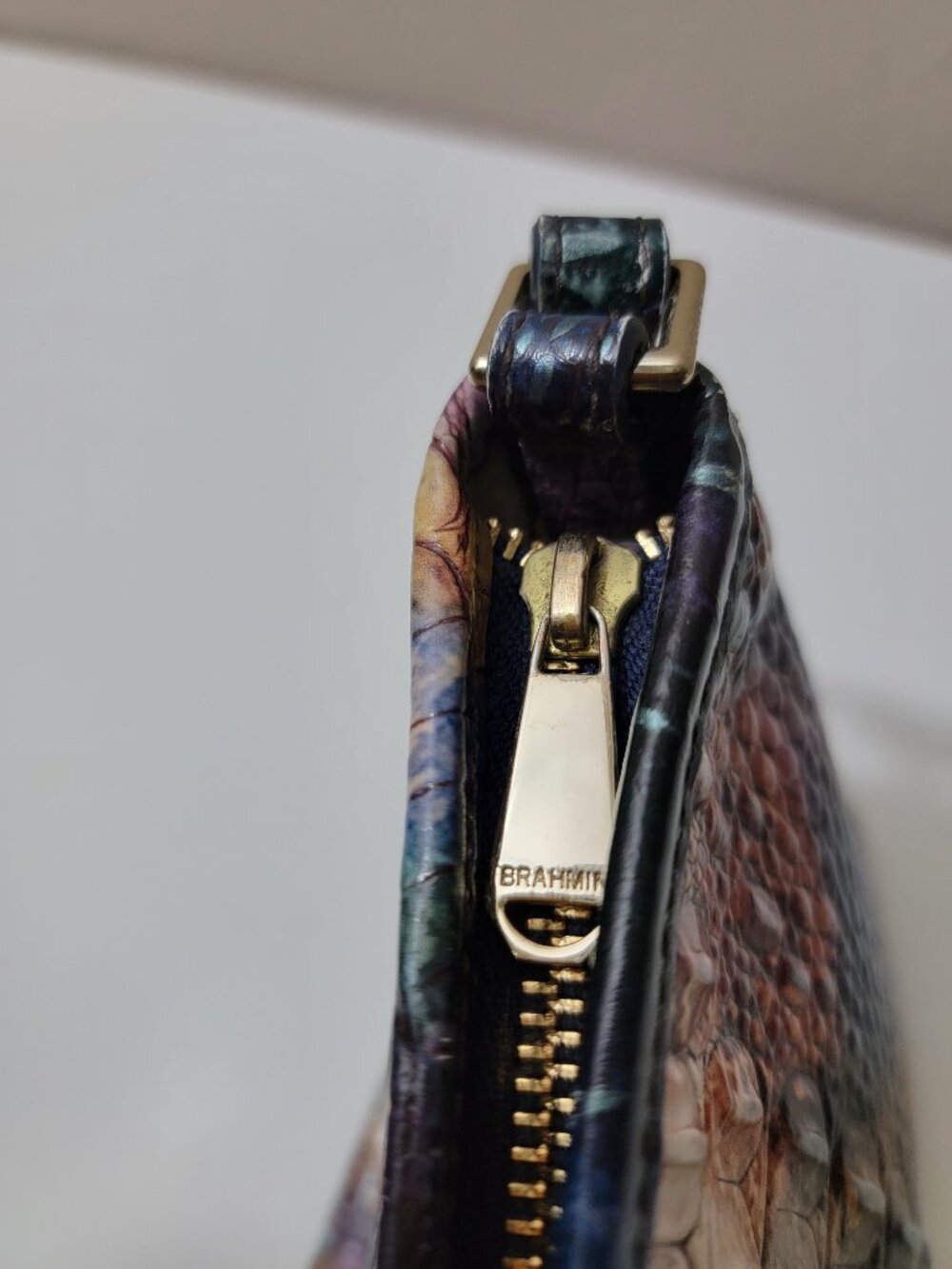 Brahmin Mini Duxbury Croc Embossed Leather Multicolor Shoulder Bag Abstract - Picture 5 of 9